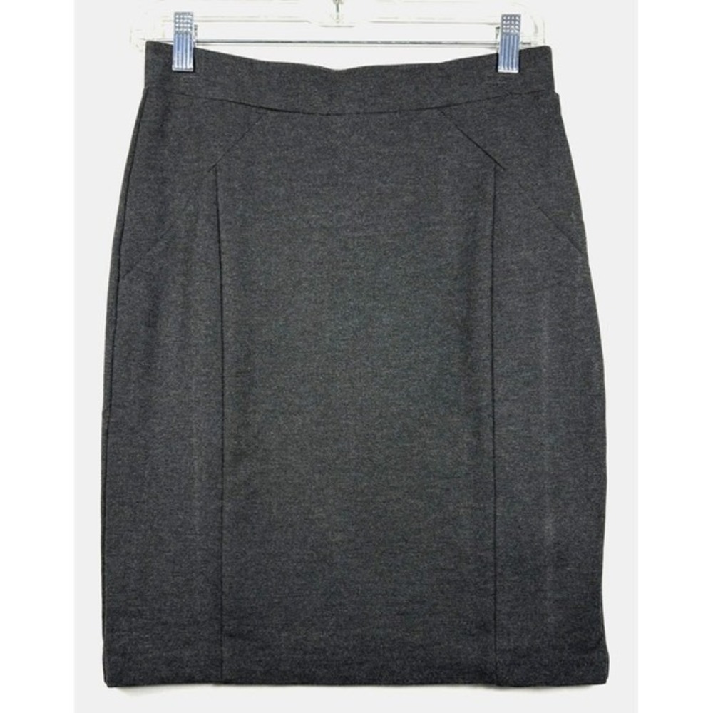 Mario Serrani Italy Charcoal Gray Ponte Knit Pencil Skirt Stretch Lined Small - Picture 2 of 5